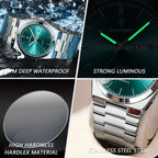 POEDAGAR Luxus Herrenuhren Wasserdicht Leuchtende Datumsanzeige Wochentag Herrenuhr Edelstahl Casual Mode Quarz Herren Armbanduhr Reloj