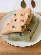 5 Paar Socken mit Katzenmuster, süße & bequeme Allround-Mid-Tube-Socken, Damenstrümpfe & Strumpfwaren