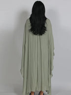 Maxikleid Damenkleider Fledermausärmel Beige Rüschen Bindekragen Plissiert Oversized Damenbekleidung Freizeitkleidung Sommer-Outfit