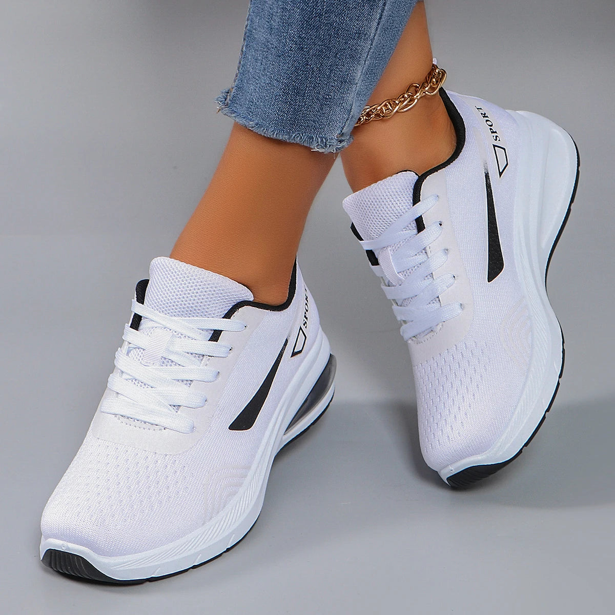 Frühlings-Freizeitsportschuhe für Damen, modisch, atmungsaktiv, leicht, rutschfest, verschleißfest, flache Schuhe