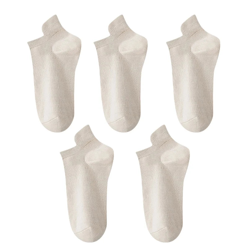 10 Stück=5 Paar Damen Socken Casual Atmungsaktiv Hohe Qualität Knöchelsocken Sommer Low Cut Baumwolle Dünne Kurze Elastische Socken calcetines