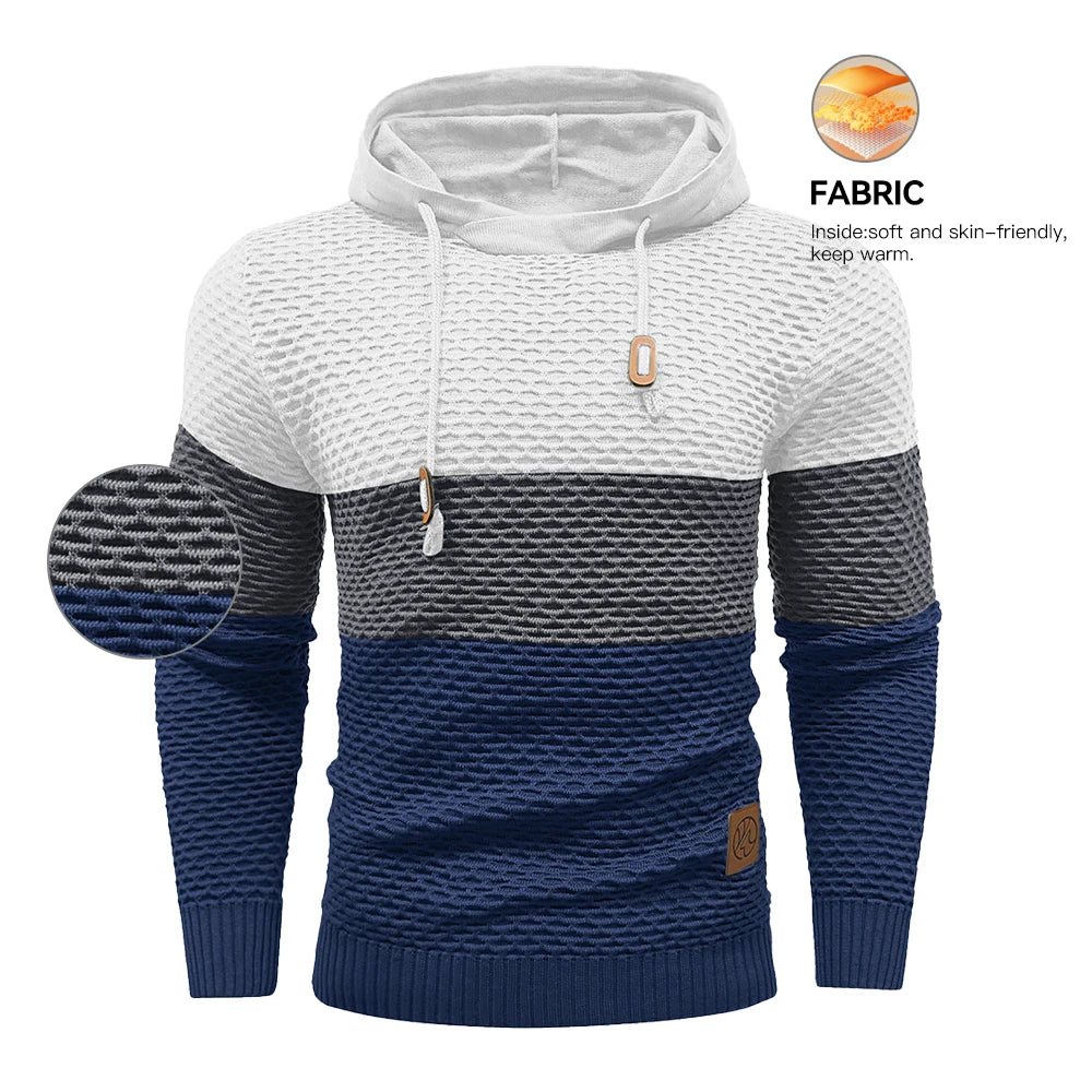 Herren Pullover Frühling Neu Sportlich Warm Figurbetont Gestrickt Pullover Hoodie Kordelzug Hoodies Freizeit Sweatshirt US Größe