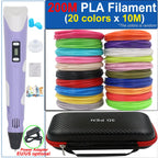 Kinder 3D-Stift 3D-Zeichnung Druckstift mit LCD-Bildschirm Netzteil 200M PLA Filament Spielzeug Kinder Weihnachten Geburtstag DIY Geschenk
