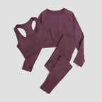 WAREBALL 2/3/4-teiliges Nahtloses Yoga-Set Sportkleidung Yoga-Anzüge für Frauen Fitness-Set Trainingsanzüge Sport-BH Gym Leggings