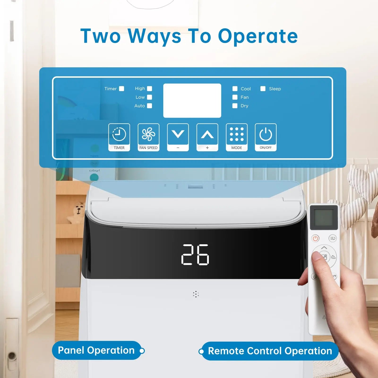 Tragbare Klimaanlage 12000 BTU, 4-in-1 Kühlung, Entfeuchter, Ventilator & Automatischer Luftstrom, Keine Außeneinheit, Leiser Betrieb, Für Zuhause