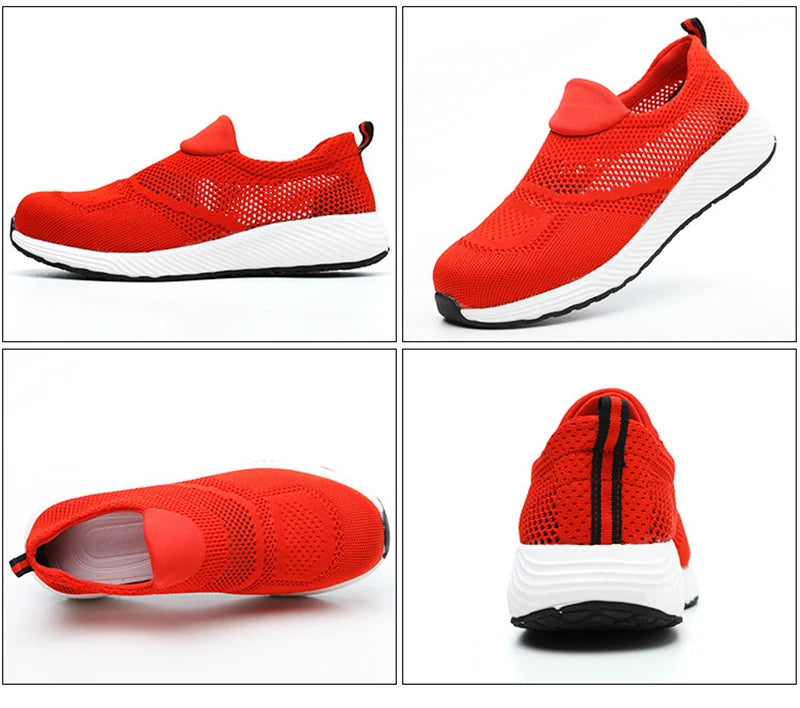Sommer Mesh Leichte Arbeitssneaker Stahlkappe Schutzarbeitsschuhe Herren Damen Atmungsaktive Bauschuh Arbeitsstiefel Herren