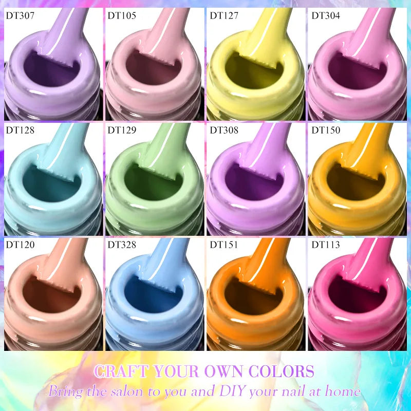MEET ACROSS 12tlg/Set 7ml Macaron Gel Nagellack mit Box Semi-permanenter UV-Gel Soak Off Nail Art Kit Nagellack für Maniküre