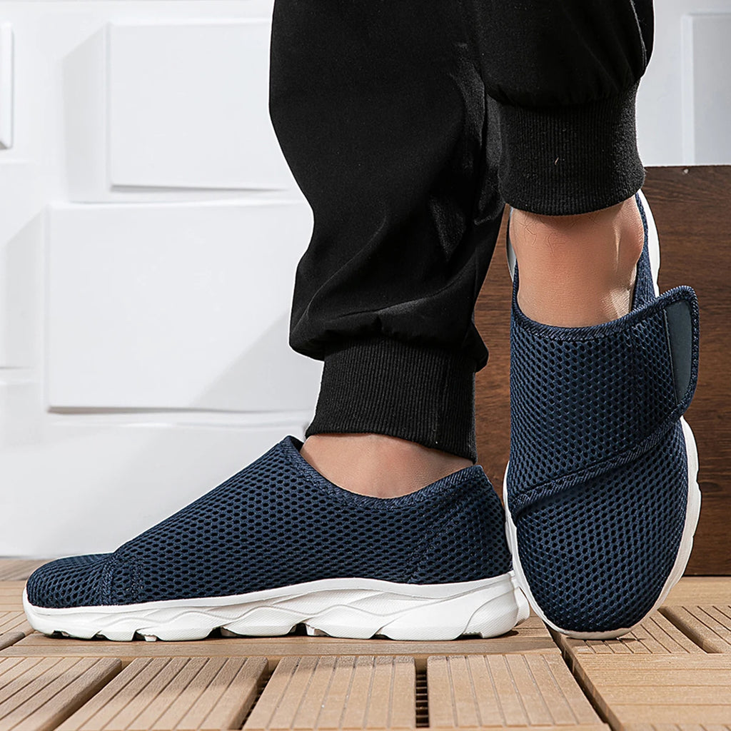 Neue lässige orthopädische Schuhe für weite Füße, geschwollene Füße, Daumenballen, regulierbare weiche bequeme Diabetiker-Gehschuhe
