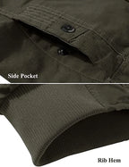 MAGCOMSEN Herren Fleecejacken Windbreaker Mäntel Herbst Winter Thermo Bomberjacken Multi-Taschen Stehkragen Motorradjacke