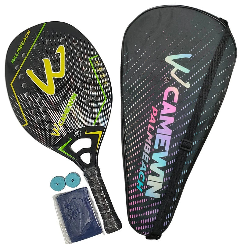3K Camewin Strandtennisschläger, Vollcarbon, raue Oberfläche, Outdoor-Sport-Schläger für Herren, Damen, Erwachsene, Tennisschläger, Neu
