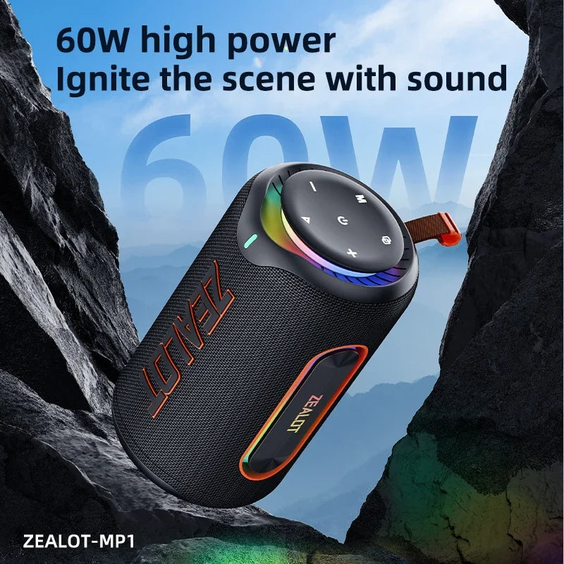 ZEALOT_MP1 Tragbarer Bluetooth-Lautsprecher 60W StormBox Blast Outdoor Wireless Lautsprecher IPX6 Wasserdichter Party Camping Lautsprecher 12H ZEAL Zweitbild