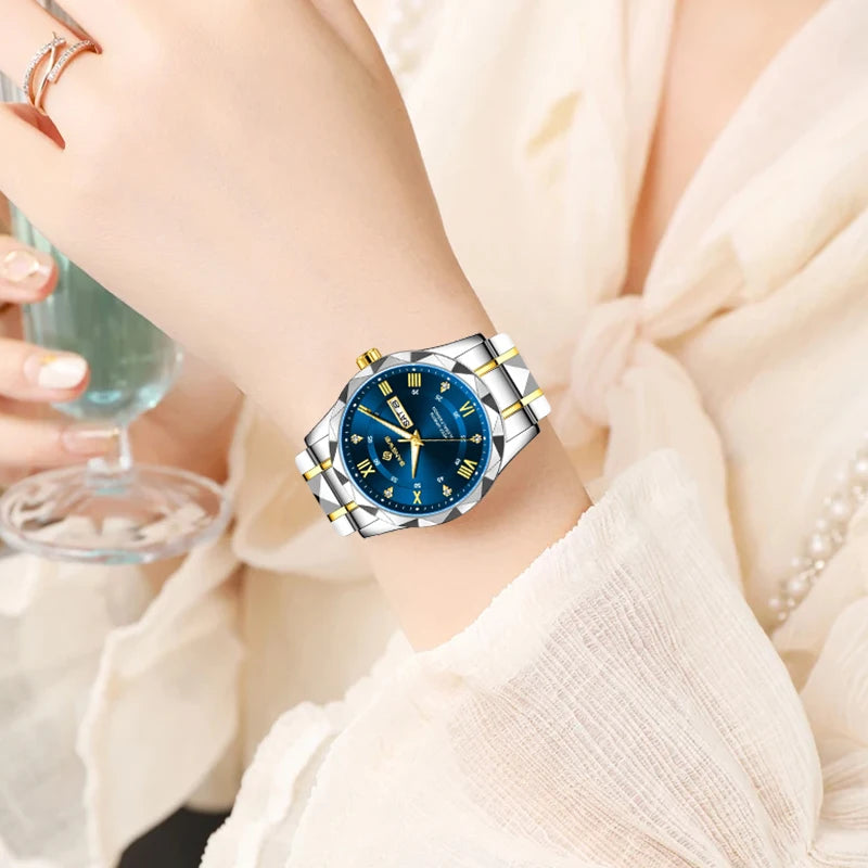 BANGWEI Elegante Luxus Quarz Damenuhr Mode Klassisch Einfach Edelstahluhren Automatisches Datum Wasserdicht Diamant Damen Armbanduhr