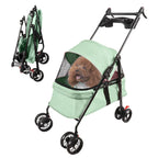 Folding Pet Stroller/Buggy, Dog/Cat Carrier, Pet Travel Stroller for Dogs with Cup Holder, Wheels with Brakes, Oxford Fabric, Steel Frame, 50 x 70 x 95 cm