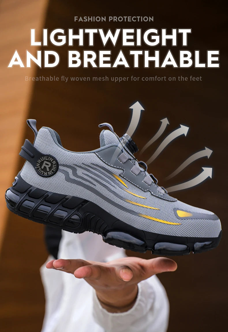 Unzerstörbare Stahlkappen-Sicherheitsschuhe Rutschfeste Abriebfeste Arbeitsschuhe Herren Robuster Bequemer Sneaker