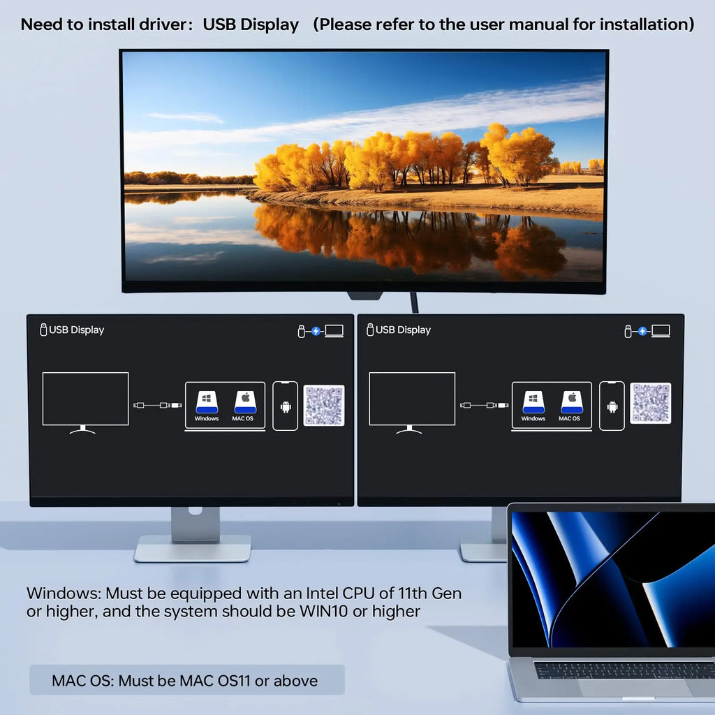 USB-C Dockingstation Triple/Dual Monitor KVM Switch 4K 1080P@60Hz, USB C KVM Switch 3/2 Monitore 2 Laptops für Windows/Mac OS