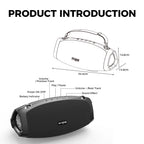 W-KING (120W PEAK)70W Tragbare laute Bluetooth-Lautsprecher mit kabellosem Mikrofon, wasserdichte kabellose Outdoor-Bluetooth-Lautsprecher