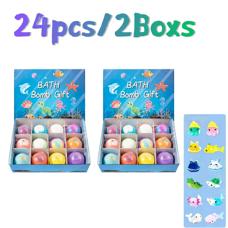 Badebomben-Set für Kinder Badegeschenk mit verstecktem Spielzeug Sicheres Ozean-Sprudelbad Perfekt für sensorisches Spielen Badespaß