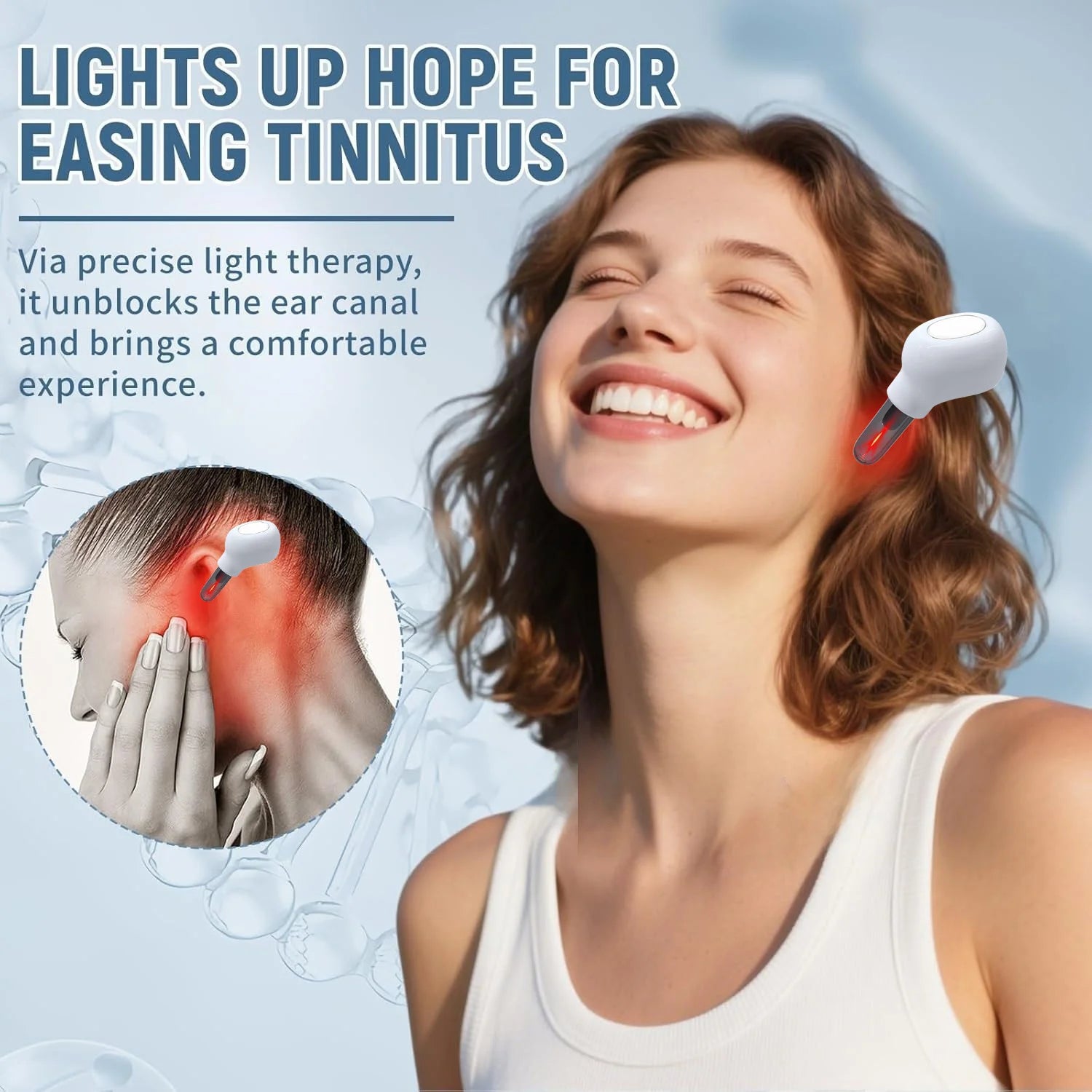 1 Stück schmerzfreies 650nm Rotlicht-Otologie-Lasertherapiegerät – Ohrenpflegeinstrument bei Tinnitus, Mittelohrentzündung & Taubheit