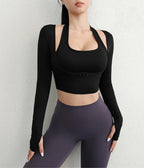 Cloud Rise Damen Yoga-Shirts Sport-Trainings-T-Shirt Sexy Mädchen Langarm-Bluse Fitnessstudio Fitness Crop Top Herbst Winter Sportbekleidung
