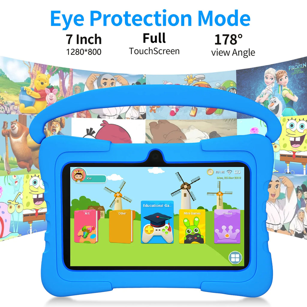 Neue 5G WiFi 7 Zoll Kinder Tablets Android 13 Quad Core 4GB RAM 64GB ROM 4000mAh Bluetooth Kinder Geschenk Kids Software Tablet Pc