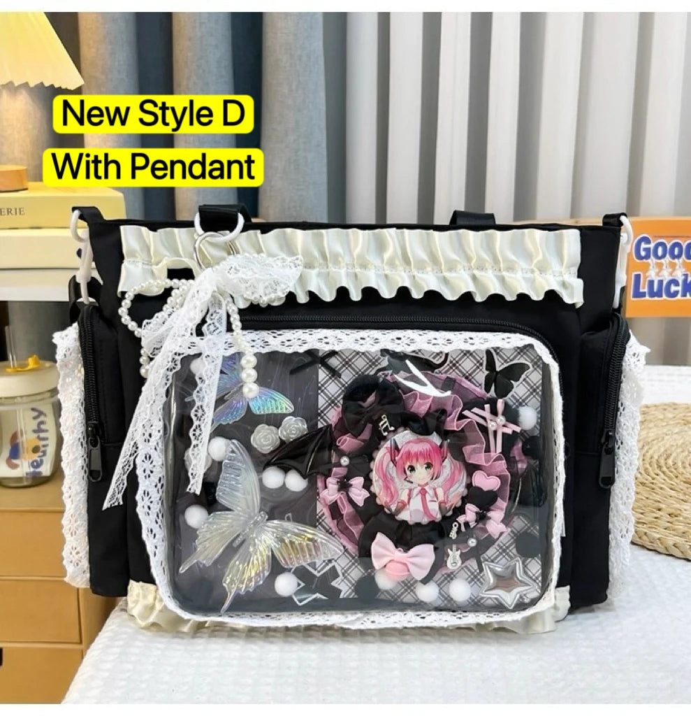 Neue Y2K Süße Japanische Ita Bag Lolita Mädchen Transparente Umhängetasche Große Kapazität Umhängetasche Lässige Tasche DIY Display Handtaschen