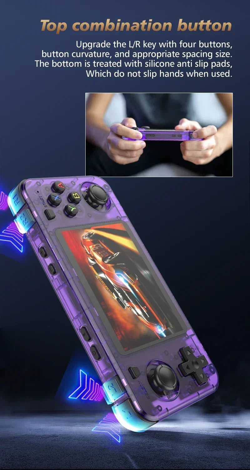 BOYHOM Grünes R36H Retro-Videospielkonsole 3,5 Zoll IPS-Bildschirm RK3326 3000 mAh Offenes Linux-System Tragbarer Player 64GB 128GB