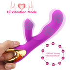 Für Frauen geeignet 2-in-1 Vibrator 10 Frequenzen Dildo für Frauen Vaginal-Klitoris-Saugvibrator Masturbator Erotikartikel