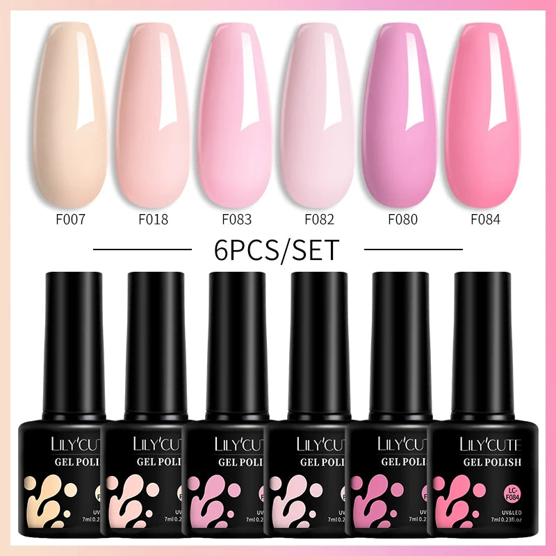 LILYCUTE 6PCS Gel-Nagellack-Set Sommer Neon Nagellack-Gel-Kits für DIY Nagel Semi-Permanenter UV-Lampe Gellack Nagellack-Set