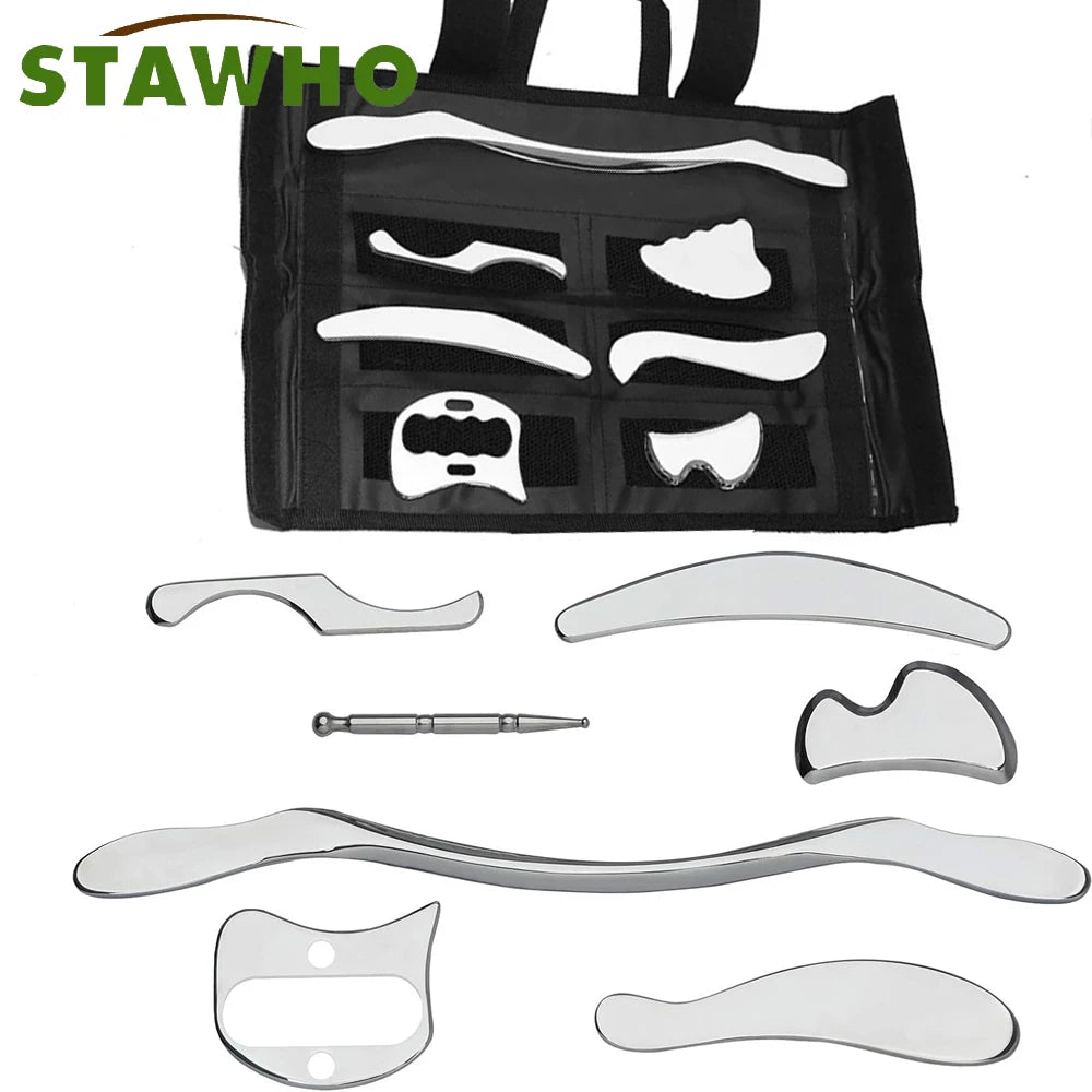 1/4/5/7 Stück Edelstahl Gua Sha Schabemassage-Tool Set IASTM Tools Großartiges Weichteilmobilisationswerkzeug Hauptbild