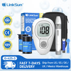 LinkSun Blutzuckermessgerät G-425-3 Glukometer ohne Codierung für Diabetestest 10/50/100 Teststreifen Lanzetten Medizinischer Blutzucker mg/mmol