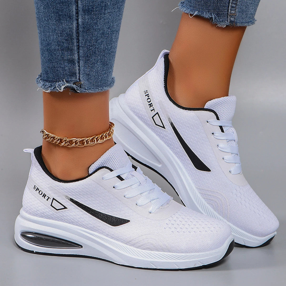 Frühlings-Freizeitsportschuhe für Damen, modisch, atmungsaktiv, leicht, rutschfest, verschleißfest, flache Schuhe