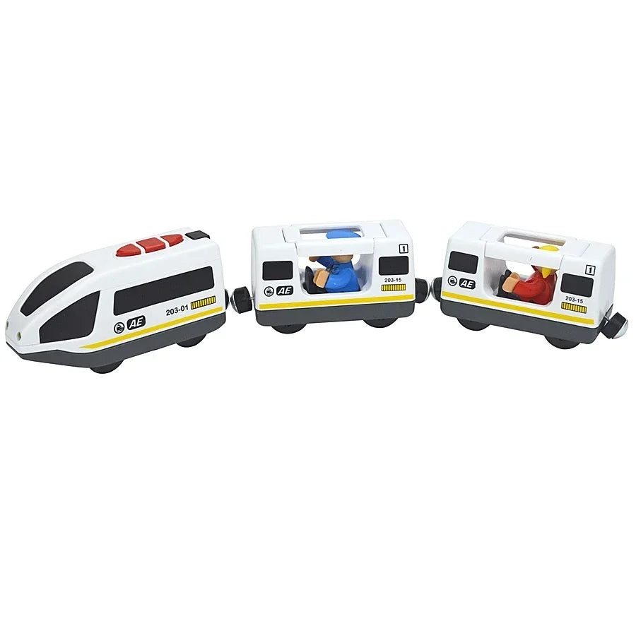 Holz-Lokomotive, magnetische elektrische Eisenbahn-Spielzeuge, passend für Biro-Holz-Druckguss-Schlitz-Eisenbahnstrecke, pädagogisches Spielzeug für Kinder