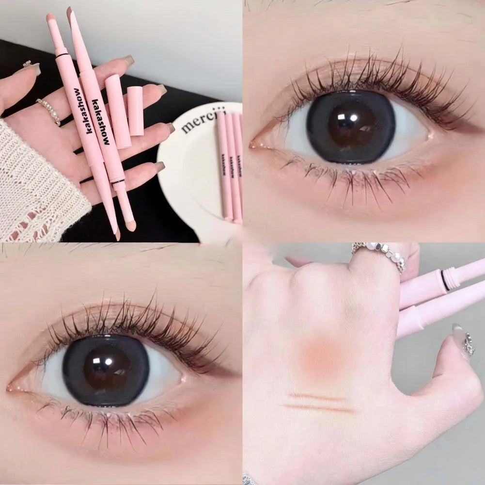 Doppelseitiger Lying Silkworm Eyeliner Pencil Diamond Glitter Matt Aegyosal Pen Aufhellende Creme-Lidschatten-Highlighter-Augen-Make-up
