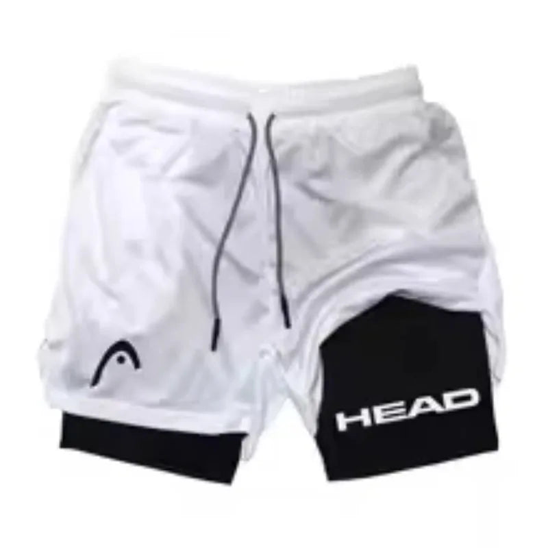 Laufshorts Herren Fitnessstudio Training 2-in-1 Sport Kompression Mode Schnelltrocknend Workout Harajuku Jogging Doppellagig Sommer