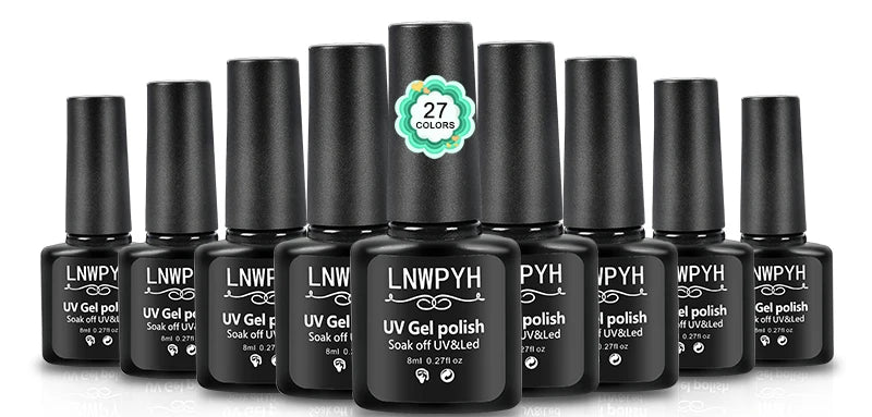 Nagelgellack-Kit mit LED-Nagellampe Semi-Permanent 27 Farben Soak Off Base & Top Coat Nagellack Maniküre-Set für Nagelstudio-Kit