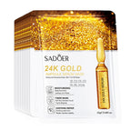 10 St. SADOER 24K Gold Vitamin C Hyaluronsäure Gesichtsmaske Feuchtigkeitsspendend Straffend Hydrierend Gesichtsmasken Hautpflegeprodukte