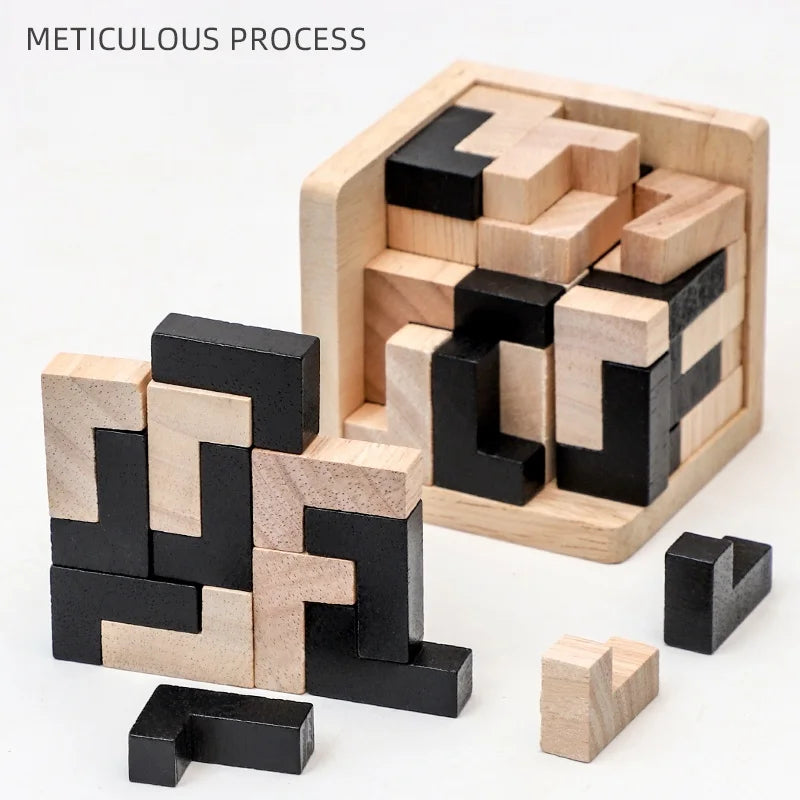 Kreatives 3D-Würfelpuzzle Luban Ineinandergreifendes Kreatives Pädagogisches Holzspielzeug Gehirn-IQ-Geist Frühlerngeschenke Für Kinder