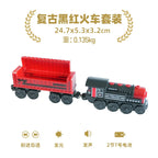 Hölzernes Elektroauto-Set Magnetischer Elektrozug mit kleiner Puppe Druckguss-Steckspielzeug-Set Kompatibel mit Eisenbahn-Holzschienenbahn