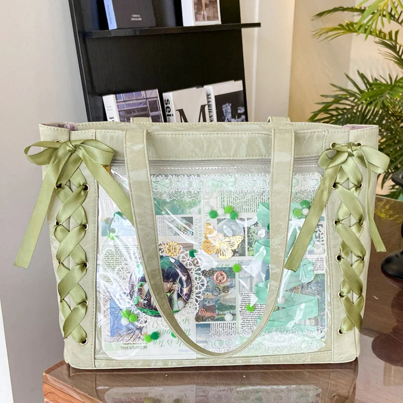Neue Y2K Süße Japanische Ita Bag Lolita Mädchen Transparente Umhängetasche Große Kapazität Umhängetasche Lässige Tasche DIY Display Handtaschen