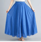 Neue 2020 Damen Leinen Baumwolle Lange Röcke Elastische Taille Plissierte Maxi Röcke Strand Boho Vintage Sommer Röcke Faldas Saia