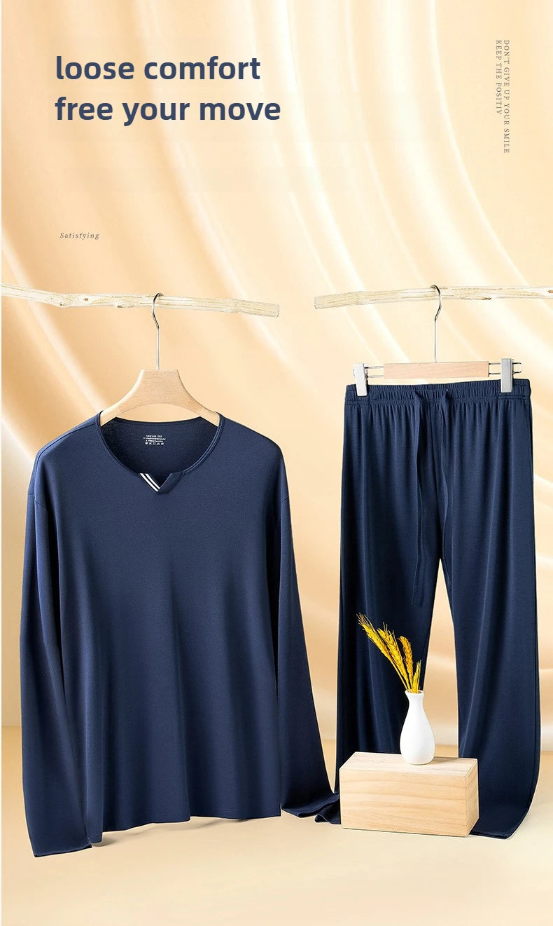 Herren Schlafanzug Set Ultrafeiner Tencel Modal Frühling und Sommer Komfort Loungewear Luxus Herren Pyjama