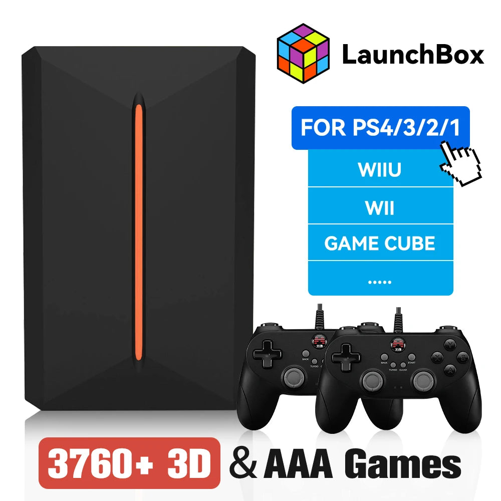 3760+ 3D/AAA-Spiele für PS4/PS3/PS2/Switch/WII/WIIU/N64/DC etc. Tragbare 500GB Launchbox Externe Gaming-Festplatte für Windows PC
