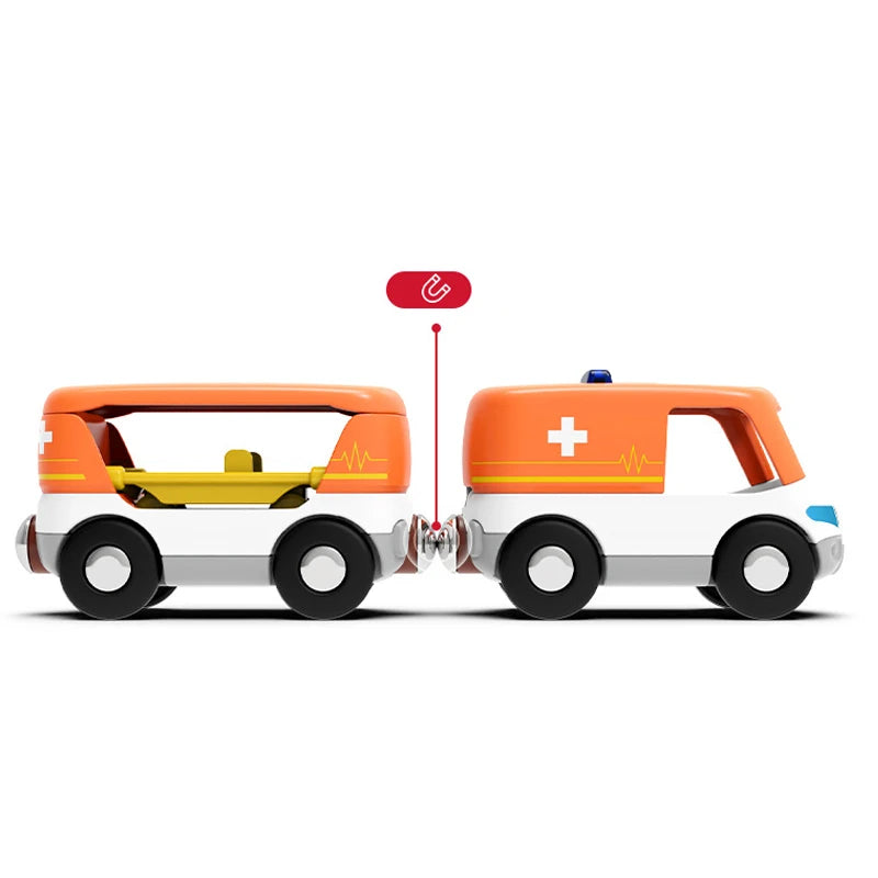 Eisenbahn-Holzzug-Spielzeug Magnet-Set Elektroauto Lokomotive Diecast Slot Passt für alle Holzmarken Biro Eisenbahnschienen für Kinder