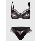 Sexy französisches Satin-Spitzen-Dessous-Set für Damen mit großer Oberweite, transparenter, schmaler Brustbereich, ultra-dünnes Sommer-BH-Set mit kleinen Cups, S-XL