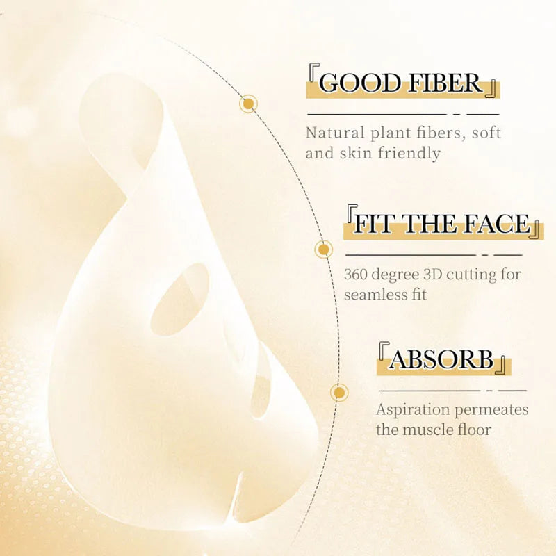 10 St. SADOER 24K Gold Vitamin C Hyaluronsäure Gesichtsmaske Feuchtigkeitsspendend Straffend Hydrierend Gesichtsmasken Hautpflegeprodukte