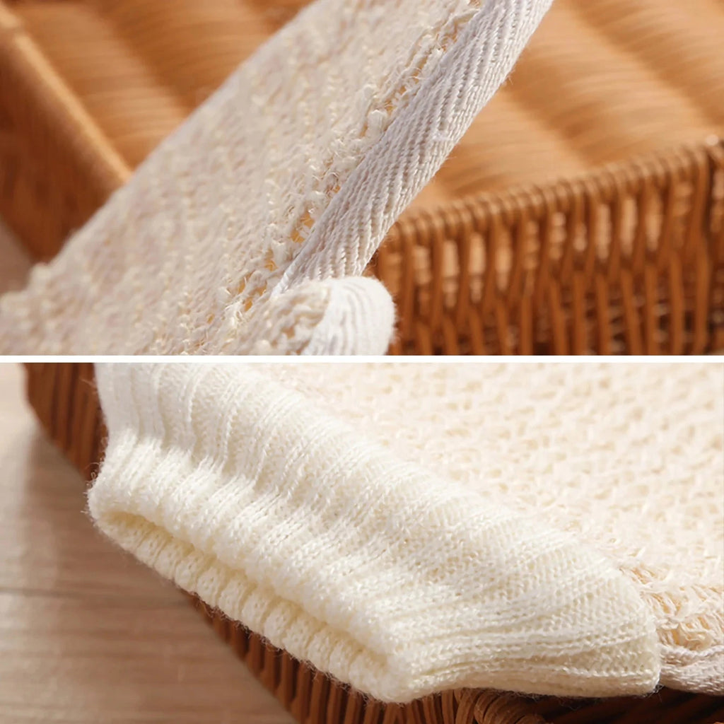 2-in-1 Körperpeeling-Duschhandschuh, 1 Stück Natürlicher Baumwoll-Leinen-Peeling-Handschuh mit Netzstruktur für das Home Spa