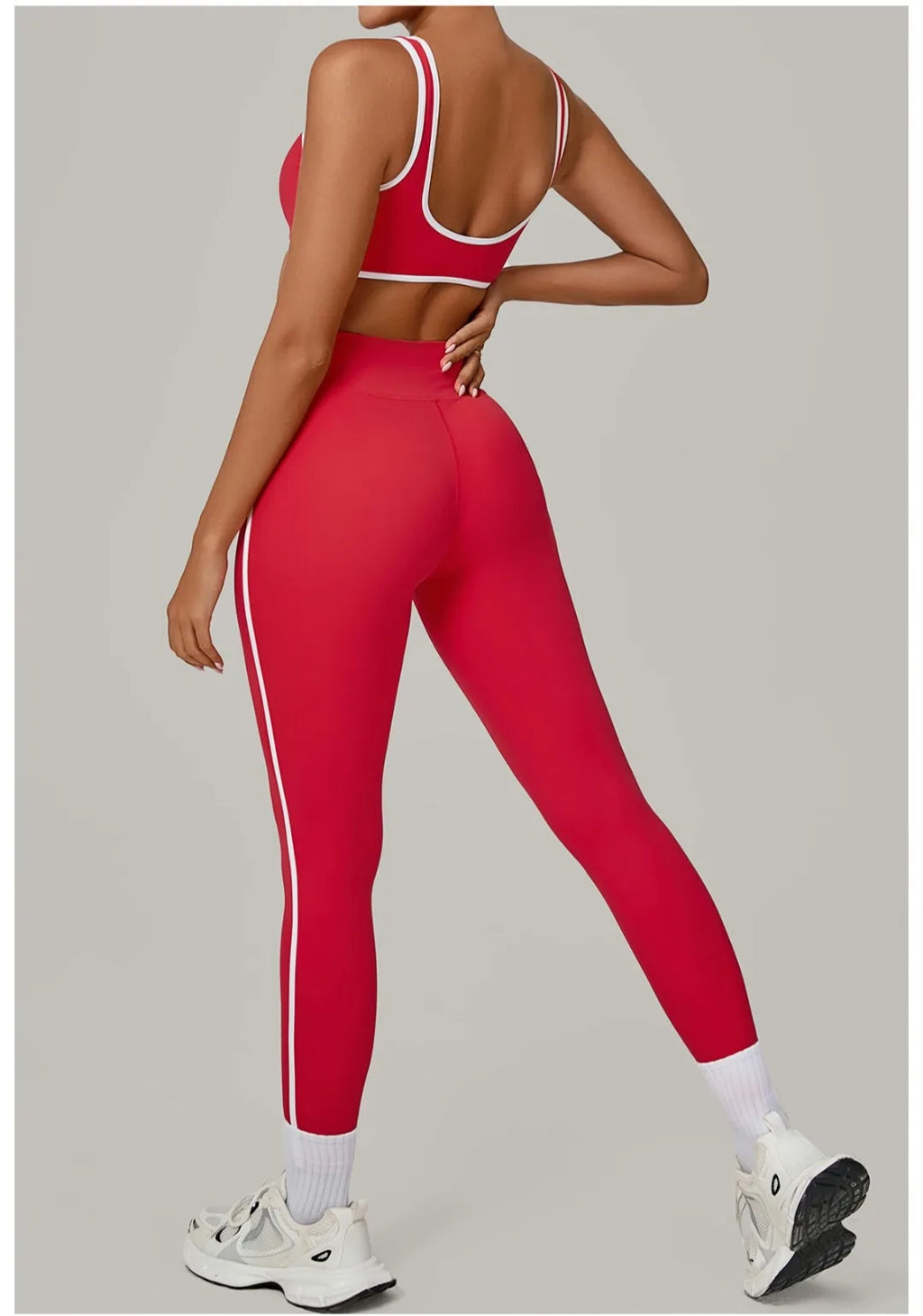 2PCS Damen Yoga-Set Hohe Taille Peach Hip Herausnehmbare Polsterung Sport-BH Hose Fitnessanzug Laufen Workout Gym Leggings Yoga-Set