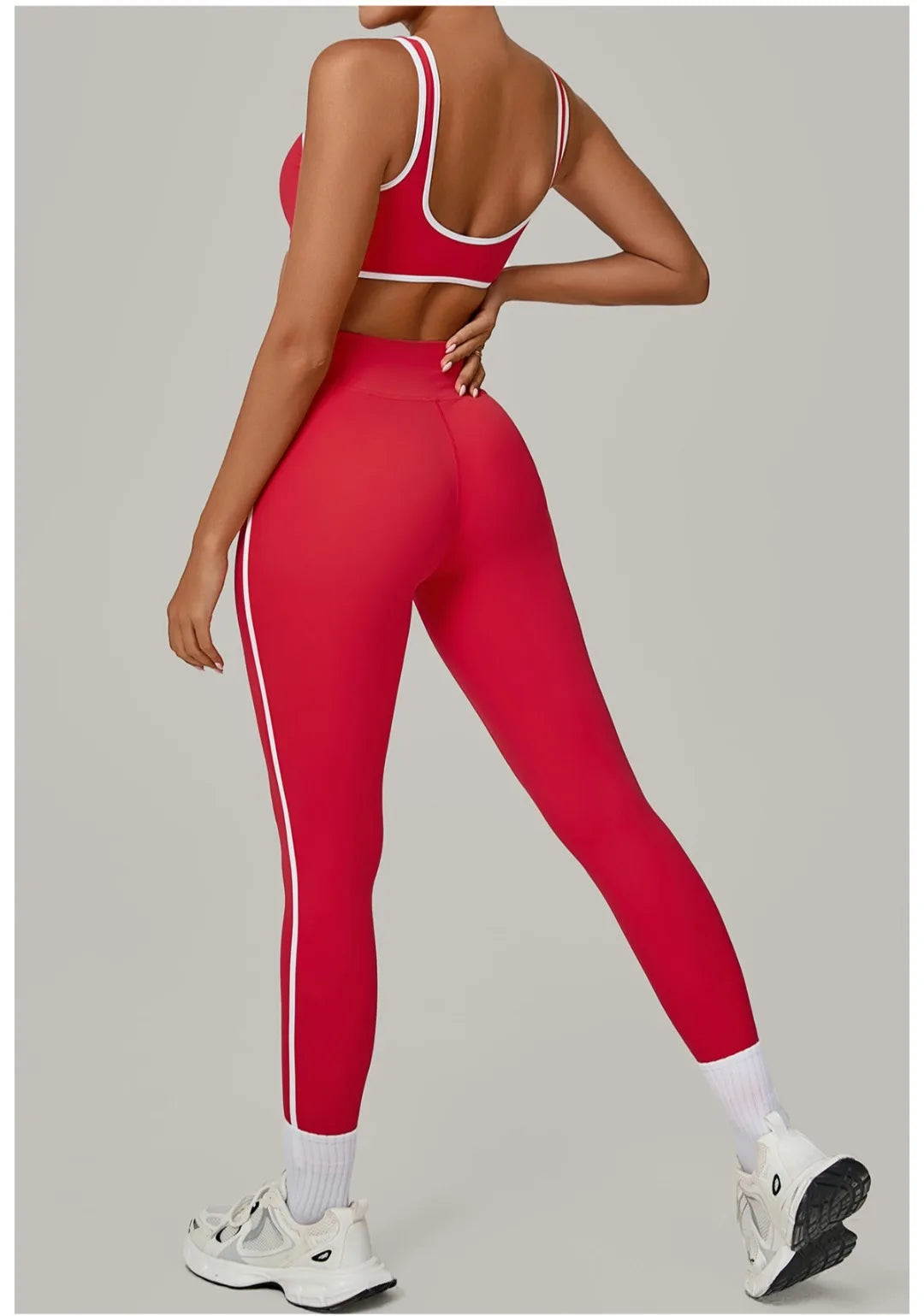 2PCS Damen Yoga-Set Hohe Taille Peach Hip Herausnehmbare Polsterung Sport-BH Hose Fitnessanzug Laufen Workout Gym Leggings Yoga-Set