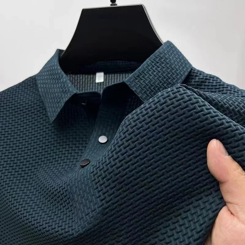 Neue Herren Business Casual Kurzarm Knochenblume Einfarbiges POLO-Shirt Mode Atmungsaktiv Bequem Sommer Vielseitiges Oberteil Hauptbild