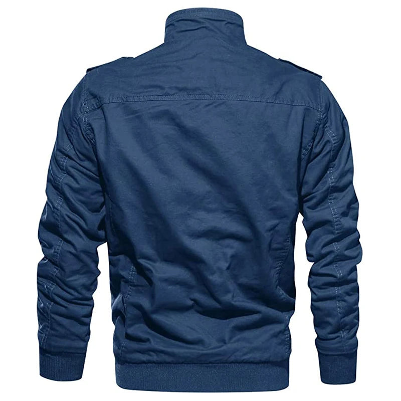 MAGCOMSEN Herren Fleecejacken Windbreaker Mäntel Herbst Winter Thermo Bomberjacken Multi-Taschen Stehkragen Motorradjacke